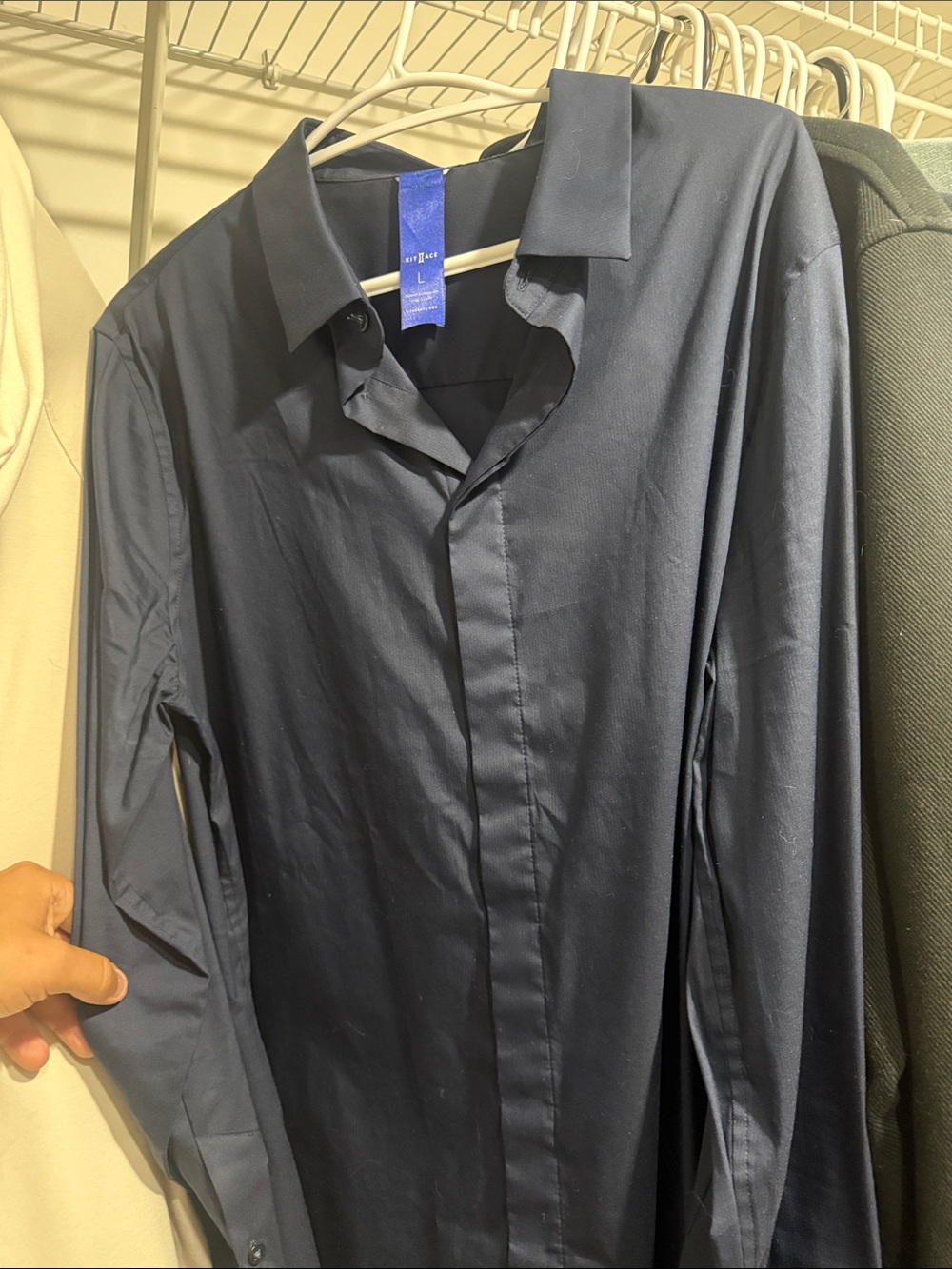 Kit and ace Men's Navy Long-Sleeve Dress Shirt